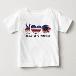 PATRIOTISK RÖTT VITT BLÅTT FRED KÄRLEK AMERIKA T SHIRT