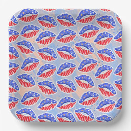 PATRIOTISK RÖTT VITT BLÅTT LÄPPAR