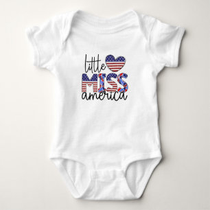 PATRIOTISK RÖTT VITT BLÅTT LITEN MISS AMERIKA T SHIRT