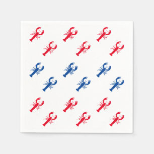 Patriotisk rött vitt blått lobster mönster modern pappersservett