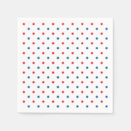 Patriotisk rött vitt blått polka dot mönster helgd pappersservett