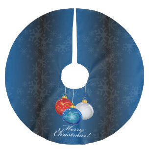 Patriotisk rött vitt blått prydnadgod jul julgransmatta borstad polyester