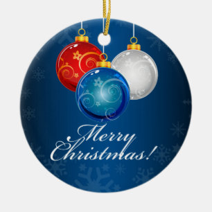 Patriotisk rött vitt blått prydnadgod jul julgransprydnad keramik