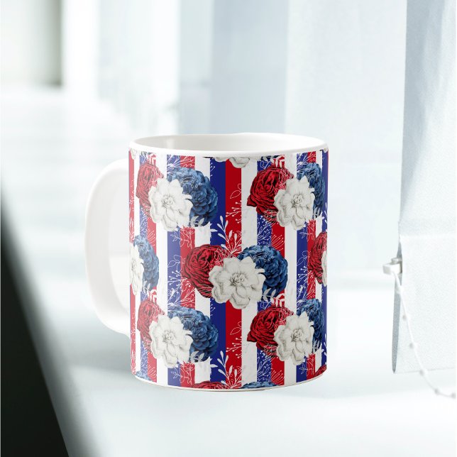 Patriotisk Rött vitt blått Ro Rand Kaffemugg (Skapare uppladdad)