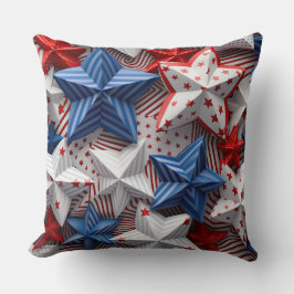 PATRIOTISK RÖTT VITT BLÅTT STARS OCH STRIPES KUDDE