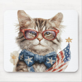 PATRIOTISK RÖTT VITT BLÅTT VATTENFÄRG KATTUNGE MUSMATTA
