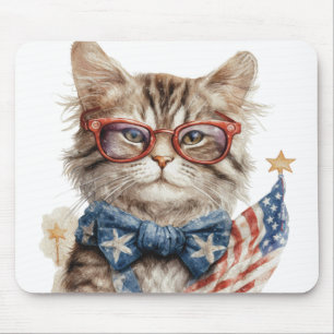 PATRIOTISK RÖTT VITT BLÅTT VATTENFÄRG KATTUNGE MUSMATTA