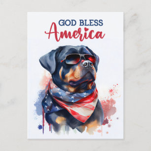 Patriotisk Rottweiler, Gud välsigne Amerika vykort
