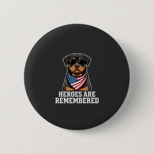 Patriotisk Rottweiler Hjälte Hund Vektor Design Knapp