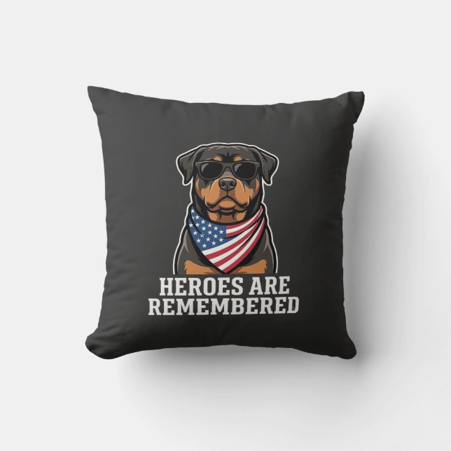 Patriotisk Rottweiler Hjälte Hund Vektor Design Kudde (Framsida)