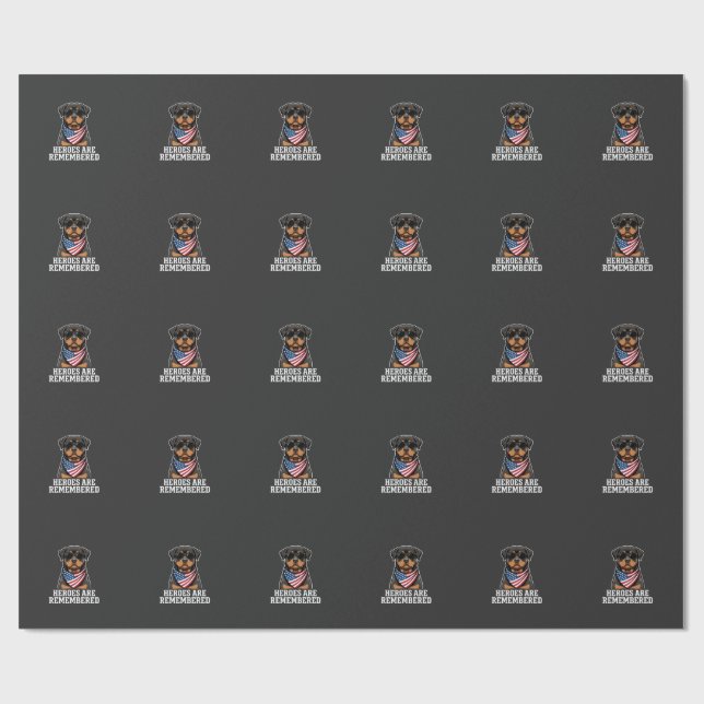 Patriotisk Rottweiler Hjälte Hund Vektor Design Presentpapper (Platt)