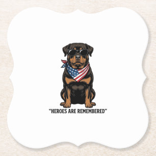 Patriotisk Rottweiler Hjälte Hund Vintage Design_1 Underlägg Papper