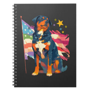 Patriotisk Rottweiler med USA-flaggskonst Anteckningsbok