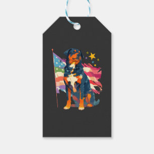 Patriotisk Rottweiler med USA-flaggskonst Presentetikett