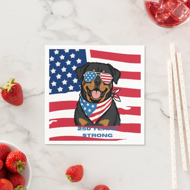 Patriotisk Rottweiler  Pappersservett (Insitu)