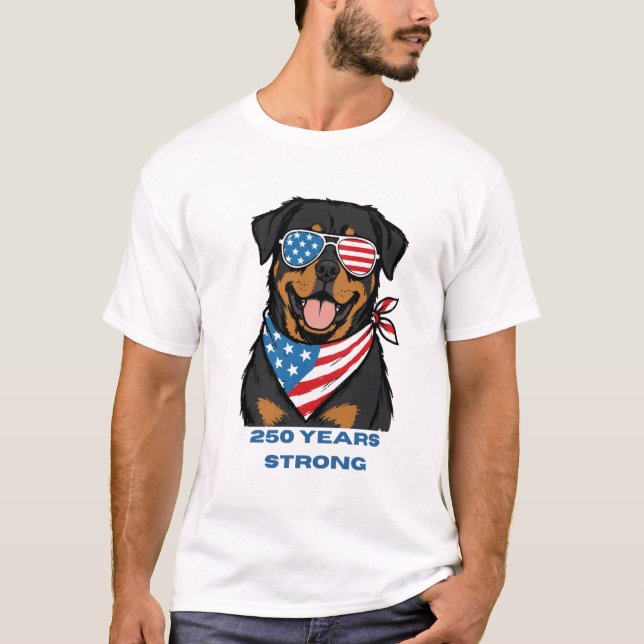 Patriotisk Rottweiler  T Shirt (Framsida)
