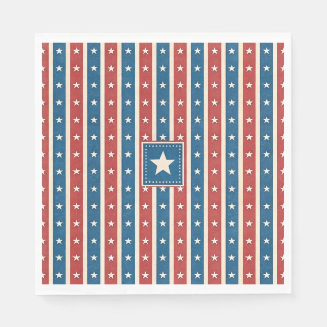 Patriotisk Rustik Amerikansk Stjärnor & Ränder Arv Pappersservett (Framsidan)