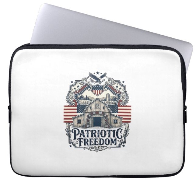 Patriotisk Rustik Bröllopsfest i Ladan  Laptop Fodral (Framsidan)