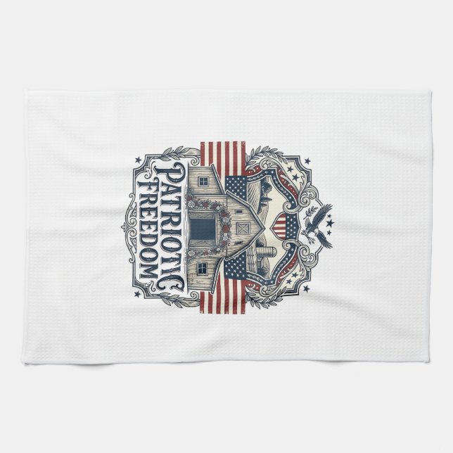 Patriotisk Rustik Ladalagsbröllop  Kökshandduk (Horisontell)