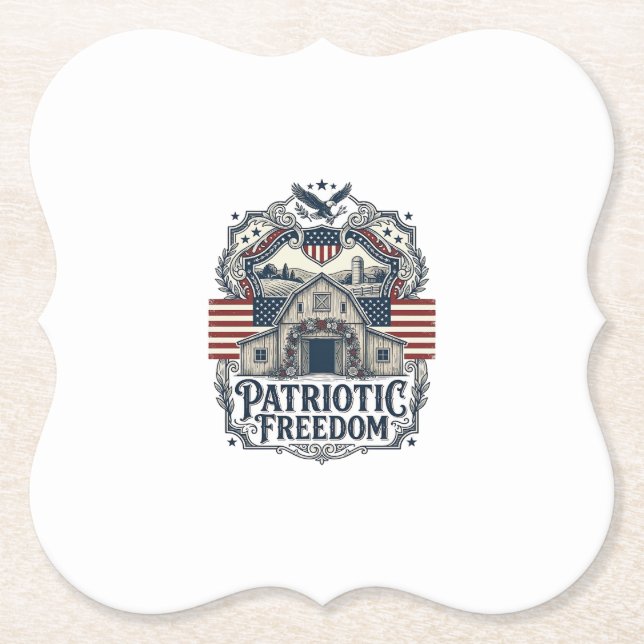 Patriotisk Rustik Ladalagsbröllop  Underlägg Papper (Framsida)