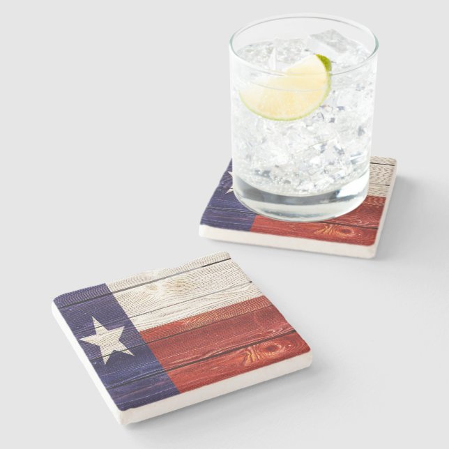 Patriotisk rustik trä Texas-flagga Stenunderlägg (Sidan)