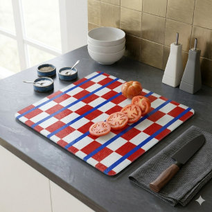 Patriotisk Rutig Glasskärbräda
