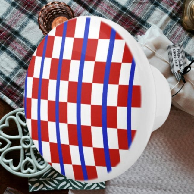 Patriotisk Rutig Keramisk Knapp Knopp (Skapare uppladdad)