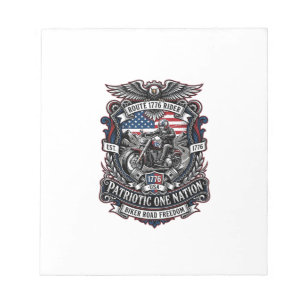 Patriotisk Rutt 1776 Riddare Biker Väg Frihet Patr Anteckningsblock