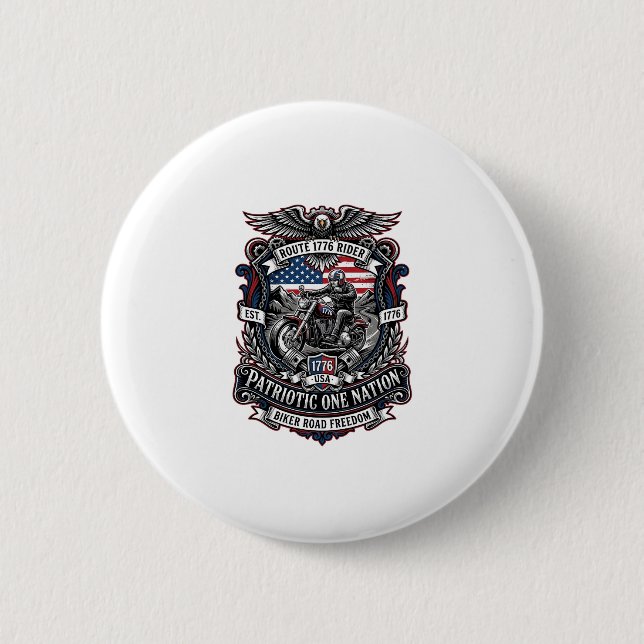 Patriotisk Rutt 1776 Riddare Biker Väg Frihet Patr Knapp (Framsida)
