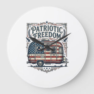 Patriotisk RV-campare vektor grafisk t-shirt Stor Klocka