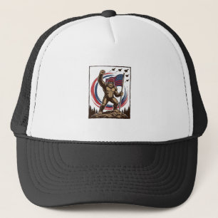 Patriotisk Sasquatch Flagga Vintage Keps