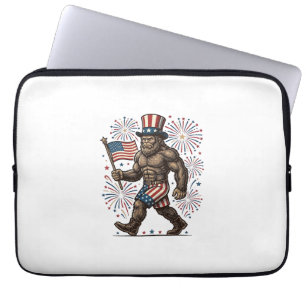 Patriotisk Sasquatch Fyrverkerier Vintage Gravyr D Laptop Fodral