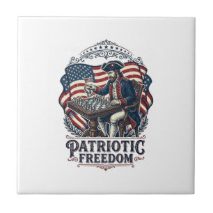Patriotisk schackspelare vektor grafisk t-shirt kakelplatta