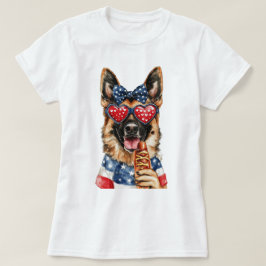 Patriotisk Schäferhund T Shirt