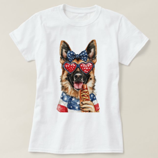 Patriotisk Schäferhund T Shirt (Design framsida)