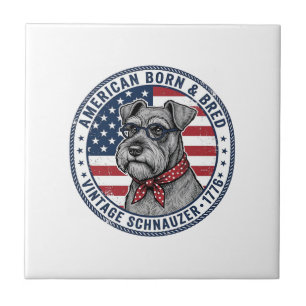 Patriotisk Schnauzer Hund Vintage Kakelplatta