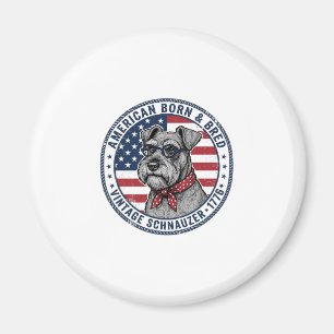 Patriotisk Schnauzer Hund Vintage Magnet