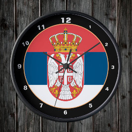 Patriotisk serbisk Flagga & Serbiens hem/design Rund Klocka