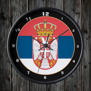 Patriotisk serbisk Flagga & Serbiens hem/design Rund Klocka