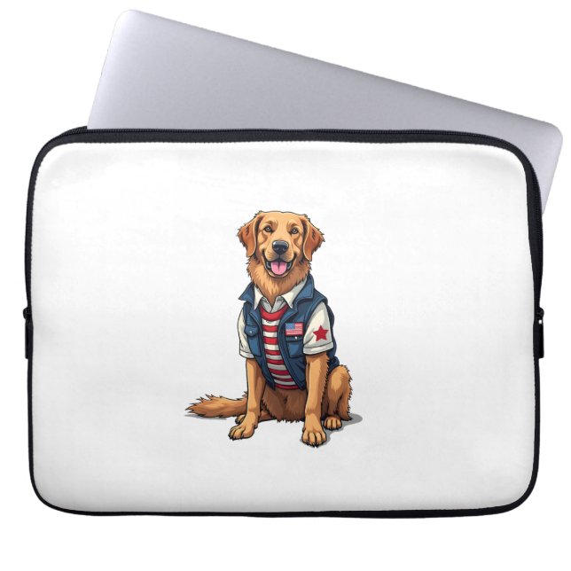 Patriotisk Service Hund Golden Retriever Tröja 4 Laptop Fodral (Framsidan)