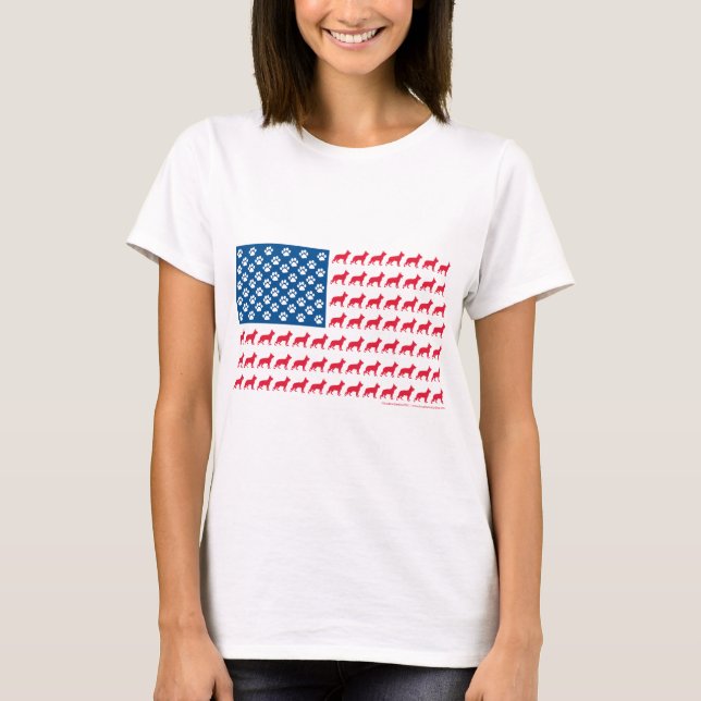 Patriotisk Shepard-Flagga T Shirt (Framsida)
