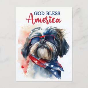 Patriotisk Shih tzu, Gud välsigne Amerika vykort