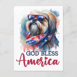 Patriotisk Shih tzu, Gud välsigne Amerika vykort