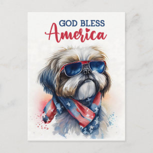 Patriotisk Shih tzu, Gud välsigne Amerika vykort
