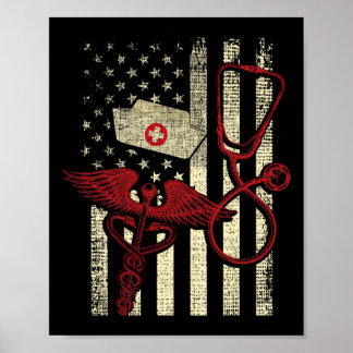 Patriotisk Sjuksköterska Usa Flagga Omvårdnad Rn S Poster