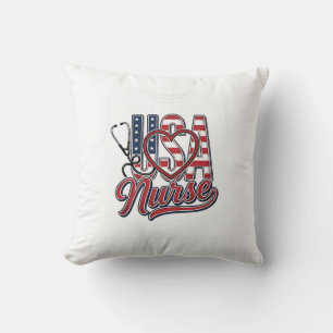 Patriotisk Sjuksköterska USA Hjärta Stetoskop Skjo Kudde