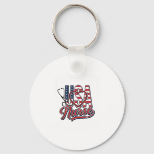 Patriotisk Sjuksköterska USA Hjärta Stetoskop Skjo Nyckelring