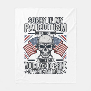 Patriotisk Skalle Vintage Gravyr Citat Vektor Des Fleecefilt