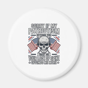 Patriotisk Skalle Vintage Gravyr Citat Vektor Des Magnet
