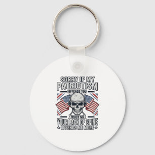Patriotisk Skalle Vintage Gravyr Citat Vektor Des Nyckelring